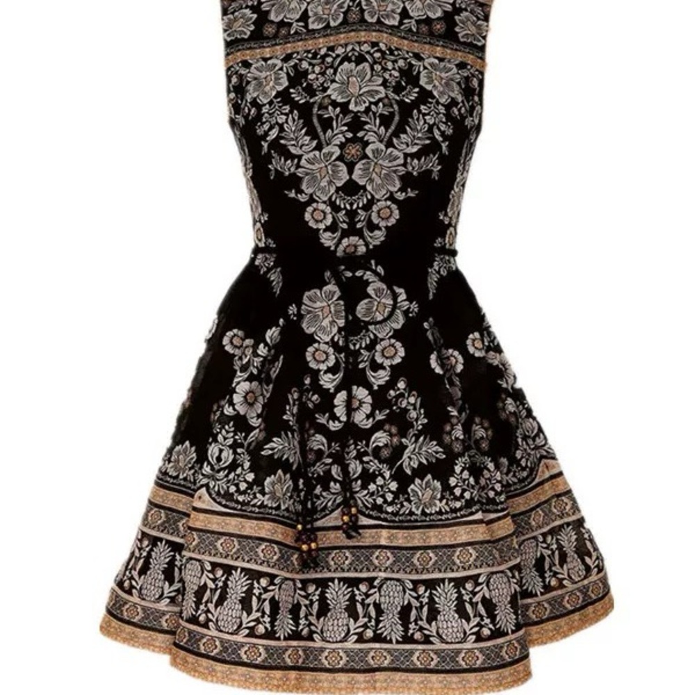 Sleeveless Black Floral Border-Print Dress - Picture 5 of 12